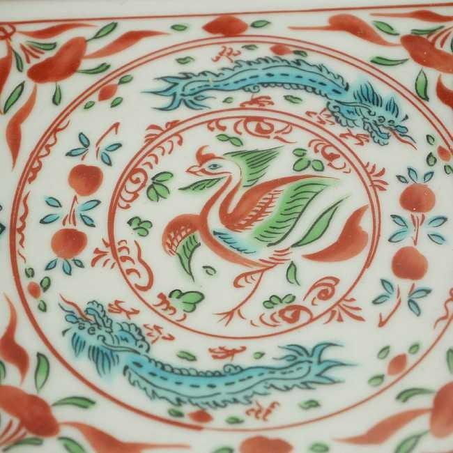 京焼 清水焼 赤絵鳳龍5寸角皿 陶玉 : 松韻堂 Yahoo!店 - 通販 - Yahoo