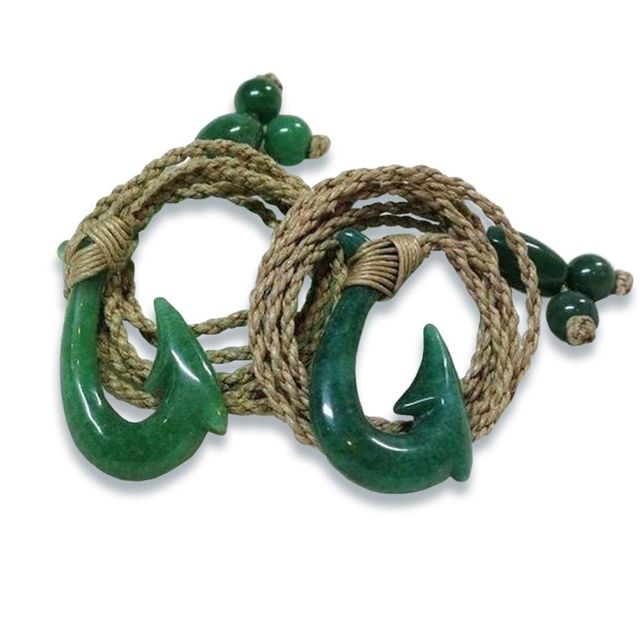ハワイアンジュエリー ペア ネックレス Jade(翡翠）フィッシュフック