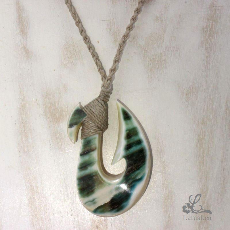 ハワイアンジュエリー 1点物レア フィッシュフック ネックレス 夜光貝
