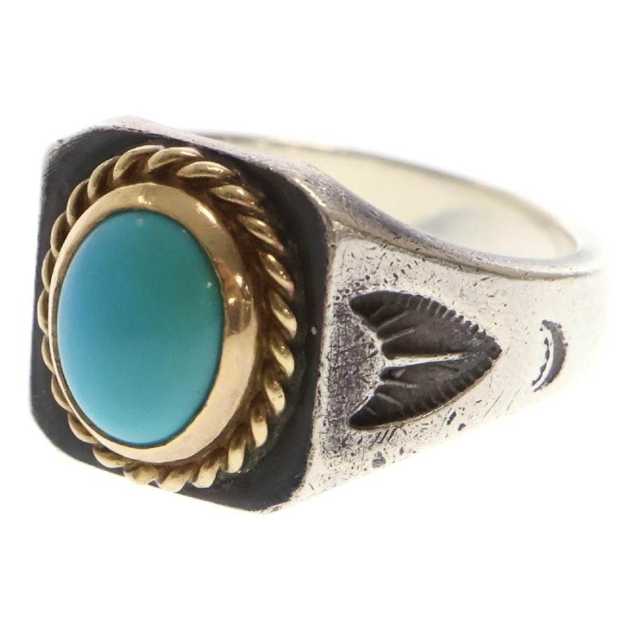 goro's（ゴローズ） 金縄ターコイズ付き印台リング シルバー/ゴールド