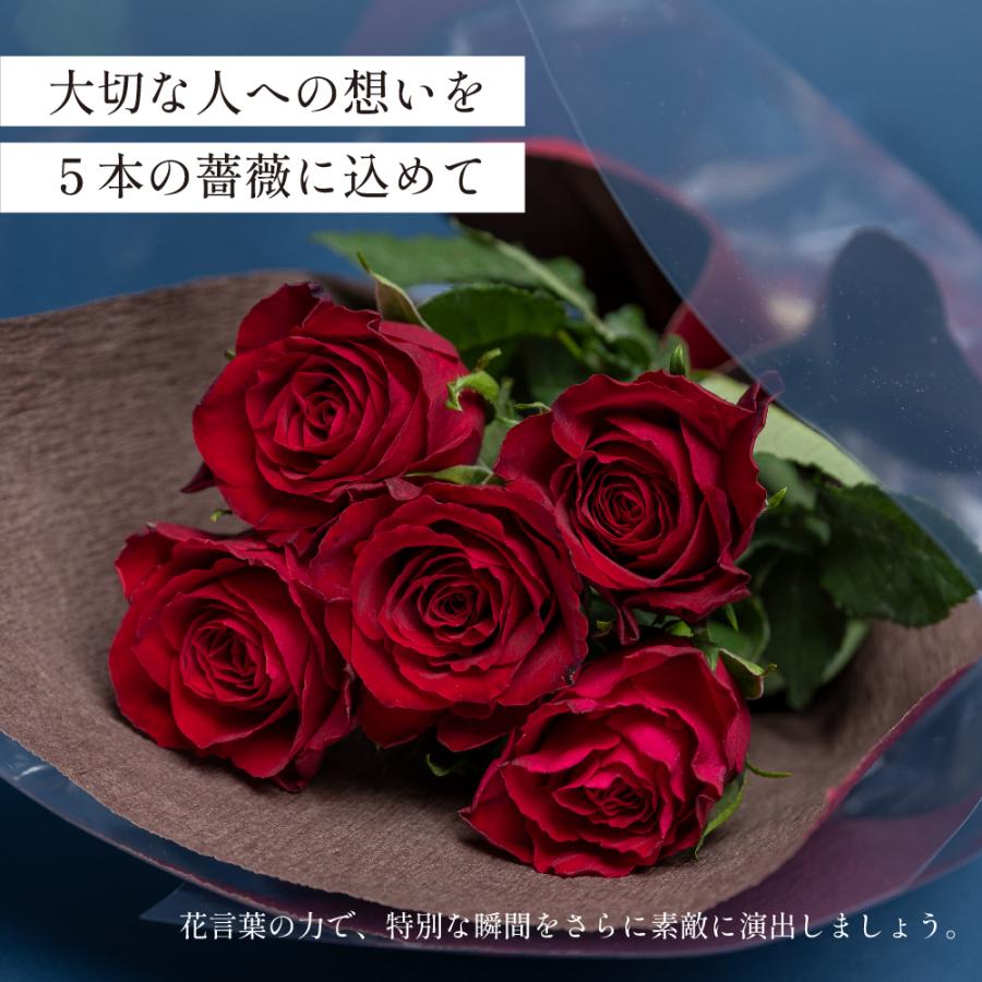 ローズブーケ5本 生花 フラワーギフト 誕生日 記念日 ギフト 花 女性