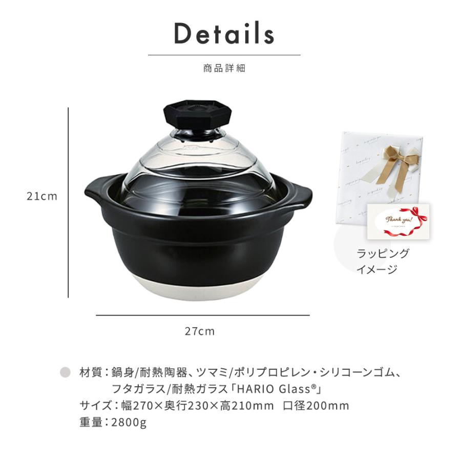 HARIO（ハリオ） 土鍋 ご飯釜 ご飯鍋 フタがガラスのご飯釜 2合 3合