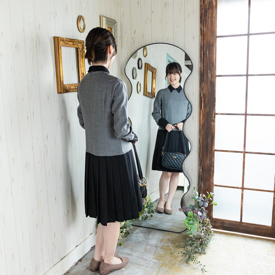 波型スタンドミラー 全身 姿見鏡 全身鏡 ウェーブミラー 韓国 モダン