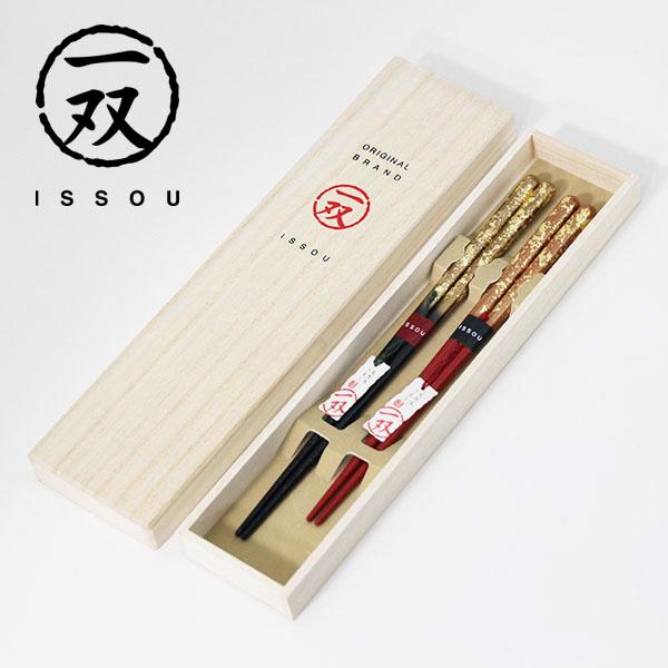 夫婦箸 セット 瑞雲 桐箱 木製 一双 金 銀 若狭塗 日本製 高級