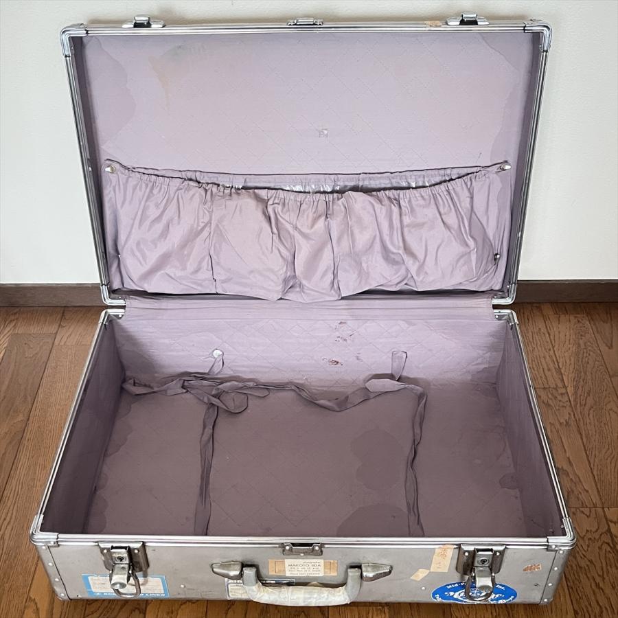 ヴィンテージ 昭和レトロ アルミトランク スーツケース カギ無 : SK