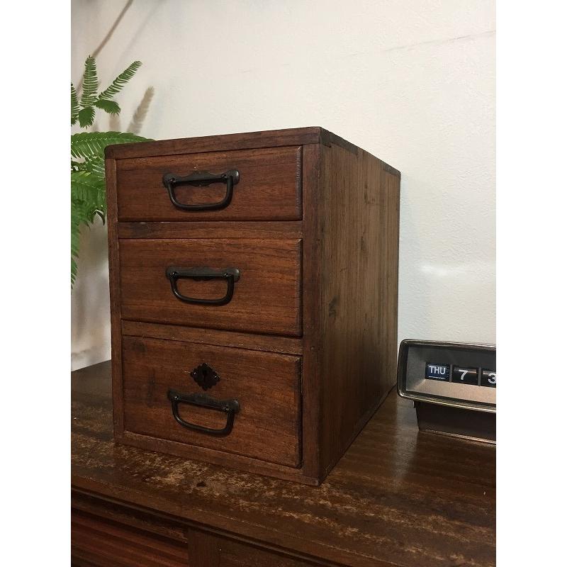 昭和 レトロ アンティーク 木製小引出 小物入 鍵付 : SK STORE - 通販