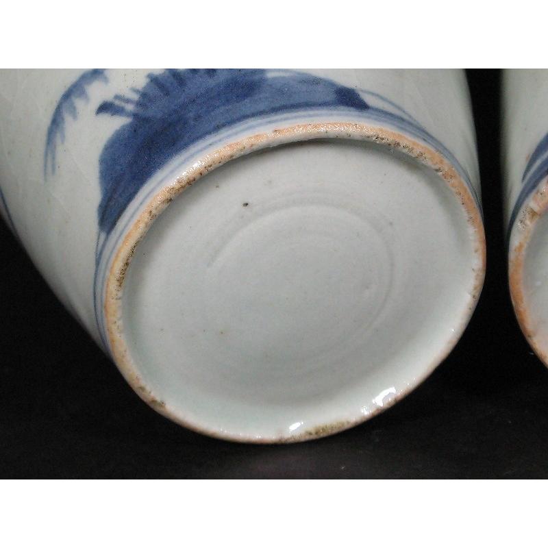 古伊万里 染付 松竹梅文 べた底高台 蕎麦猪口 2客セット (8) : SK