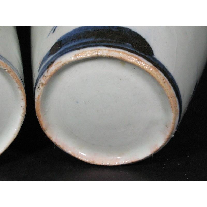 古伊万里 染付 松竹梅文 べた底高台 蕎麦猪口 2客セット (8) : SK