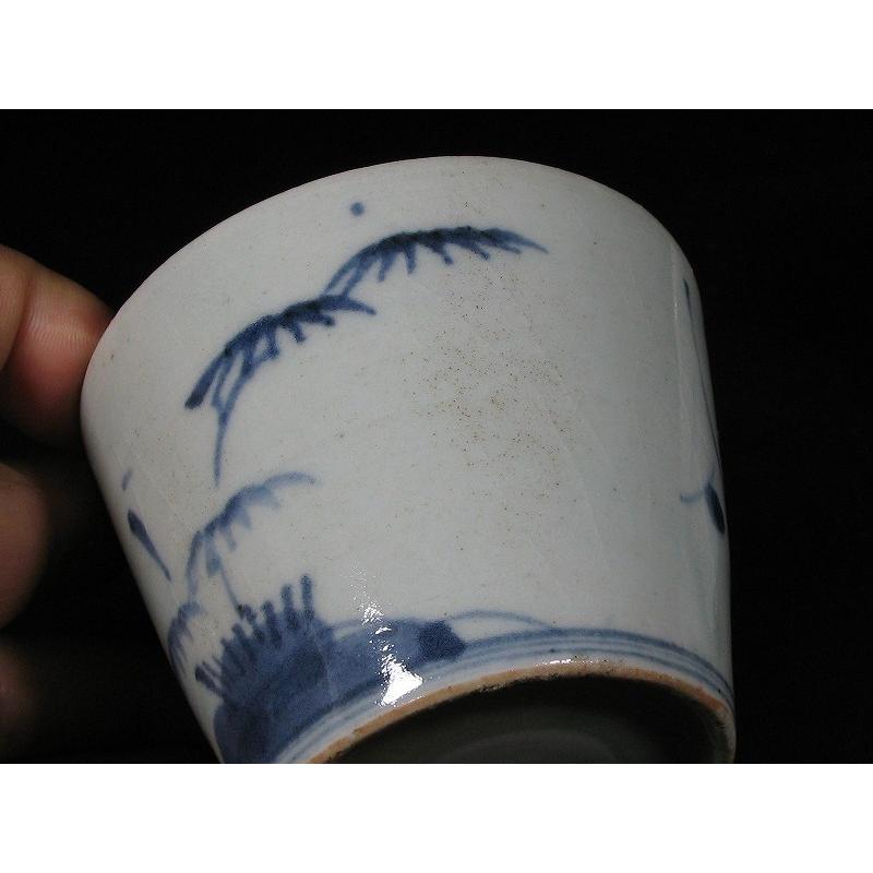 古伊万里 染付 松竹梅文 べた底高台 蕎麦猪口 2客セット (8) : SK