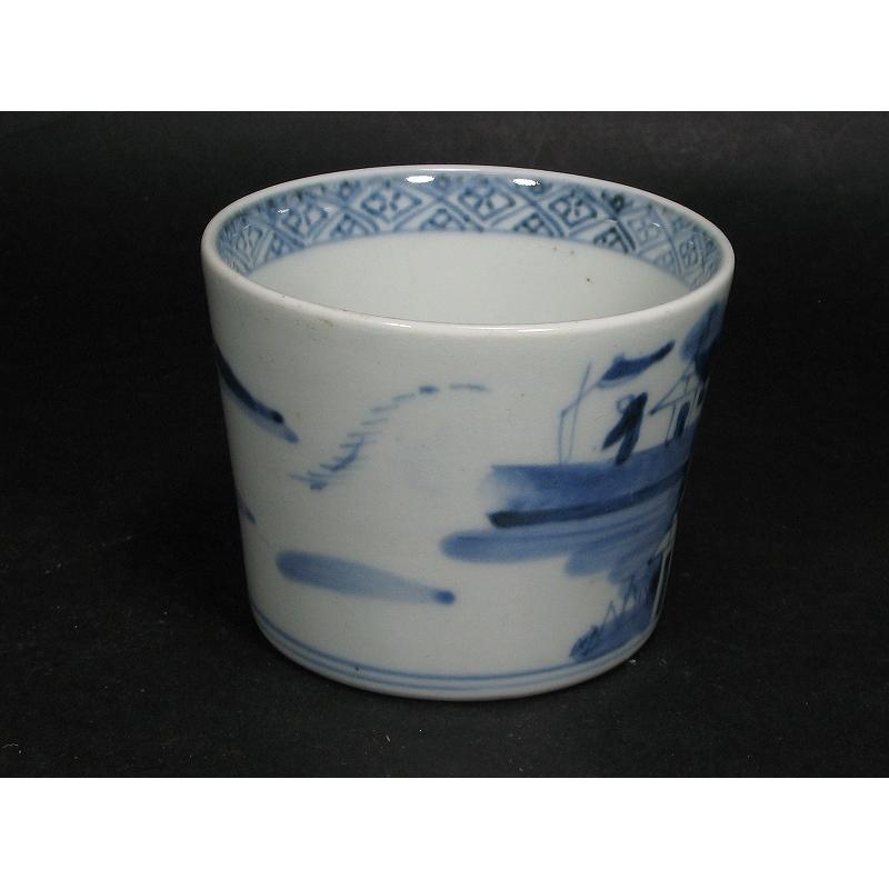 古伊万里 染付 山水文 見込み帆掛け舟 蛇の目高台 蕎麦猪口 (23) : SK