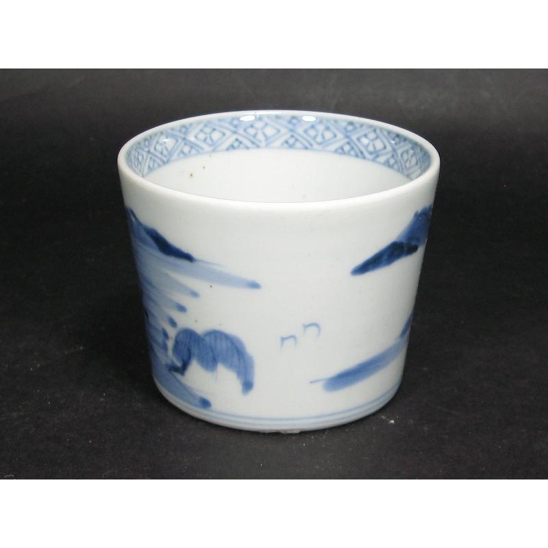 古伊万里 染付 山水文 見込み帆掛け舟 蛇の目高台 蕎麦猪口 (23) : SK