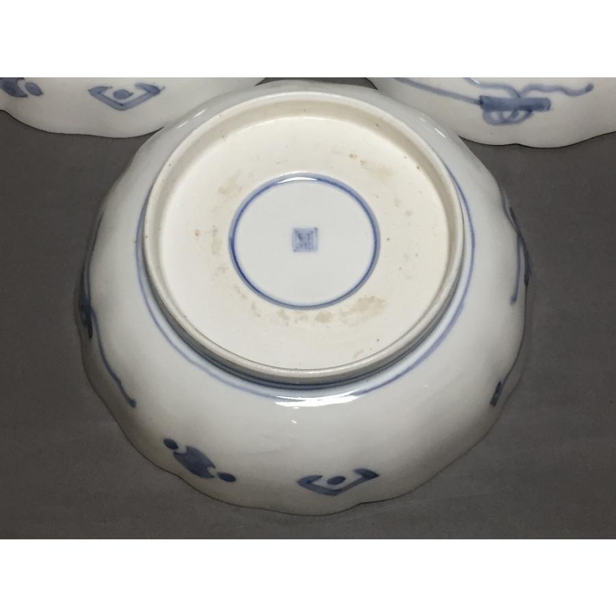 古伊万里 二重角富紋 錦松竹梅 直径15cm なます皿 3枚セット (24) : SK