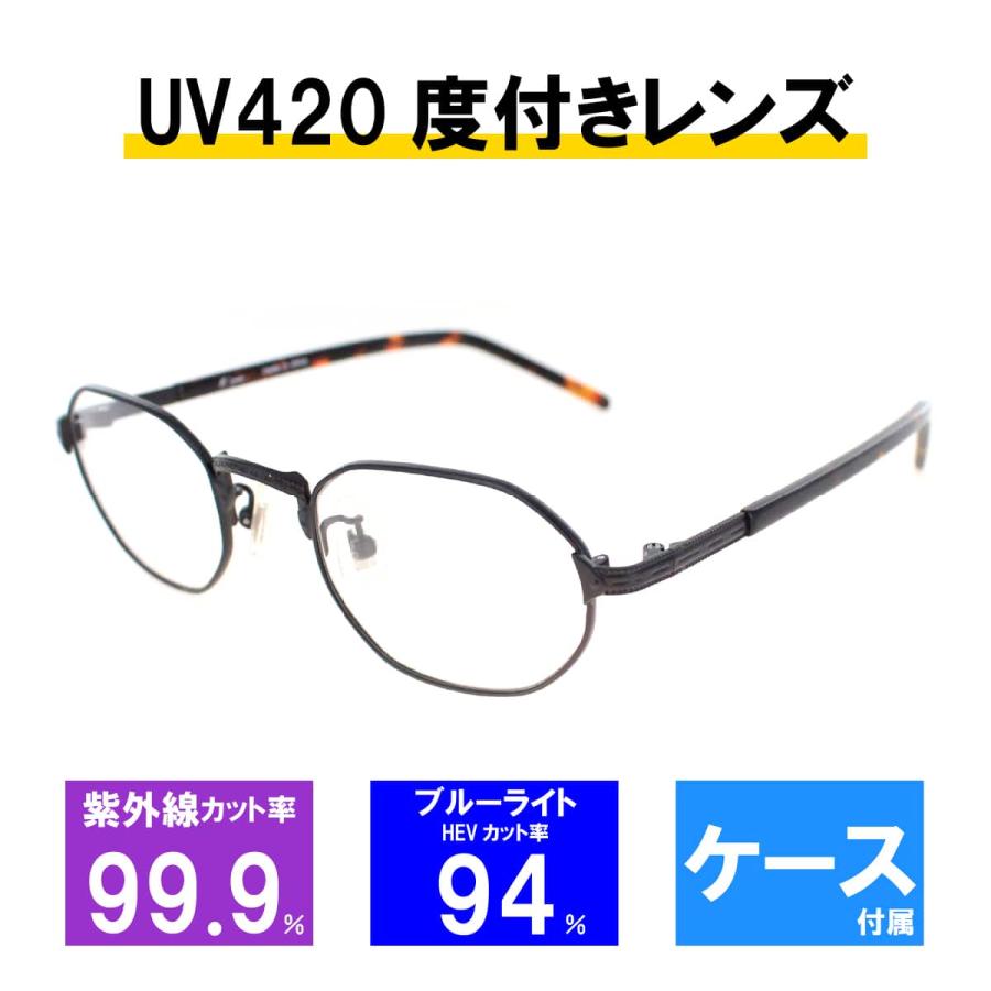 レンズセット】メガネフレーム UV420 レンズつき 2304 C1 48サイズ