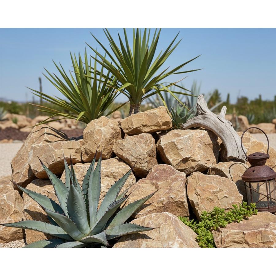 庭石 ロックガーデン 石 割栗石 イエローブラウン 約100〜180mm 20kg