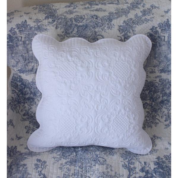 ホワイトキルト クッションカバー 45×45 綿 コットン ホワイト キルト