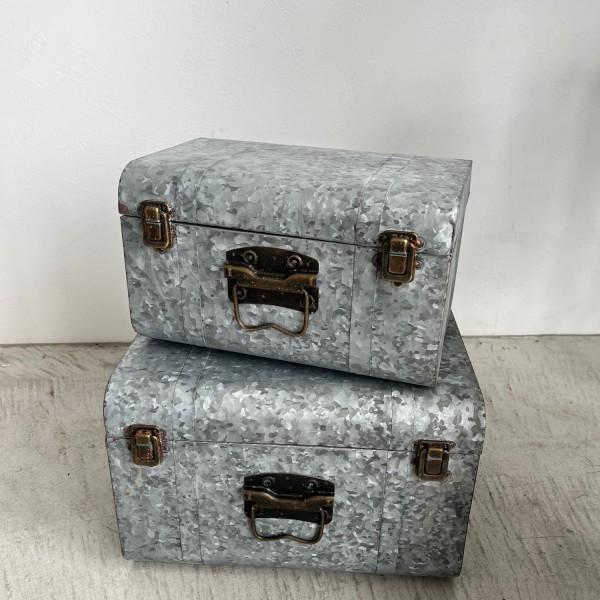 ベージ トランクボックス 2点セット 収納 シルバー インダストリアル