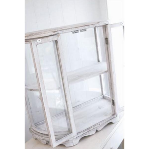 ガラス ショーケース シャビーシック ホワイト アールキャビネット