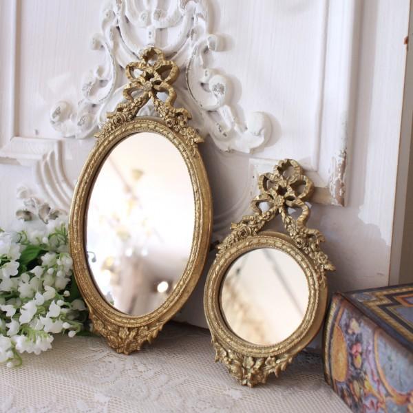 リボン ウォールミラー オーバル ミラー ゴールド 壁掛けミラー