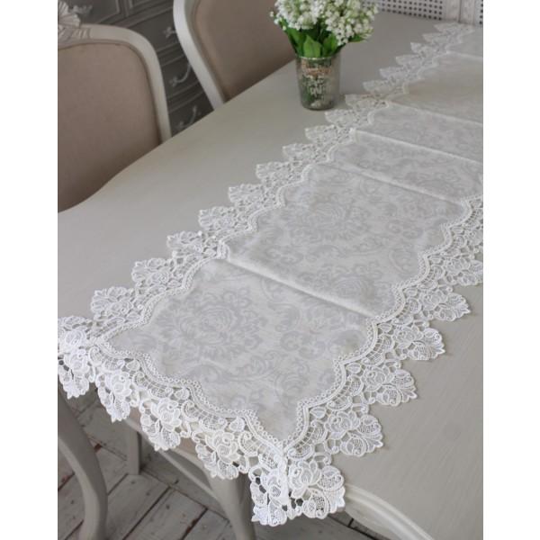 テーブルランナー はっ水 レースドイリー 45×150cm 撥水 ジャガード