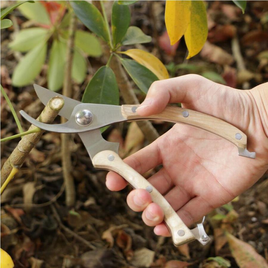 剪定ばさみ 木製ハンドル オシャレ ハサミ 庭 ガーデン 園芸 枝切り 枝