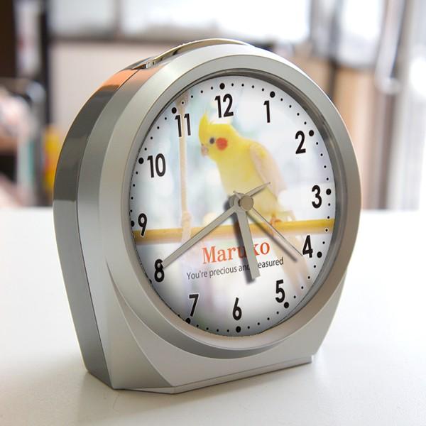 丸型目覚まし時計 置時計 名入れ 写真 オリジナル オーダーメイド 誕生