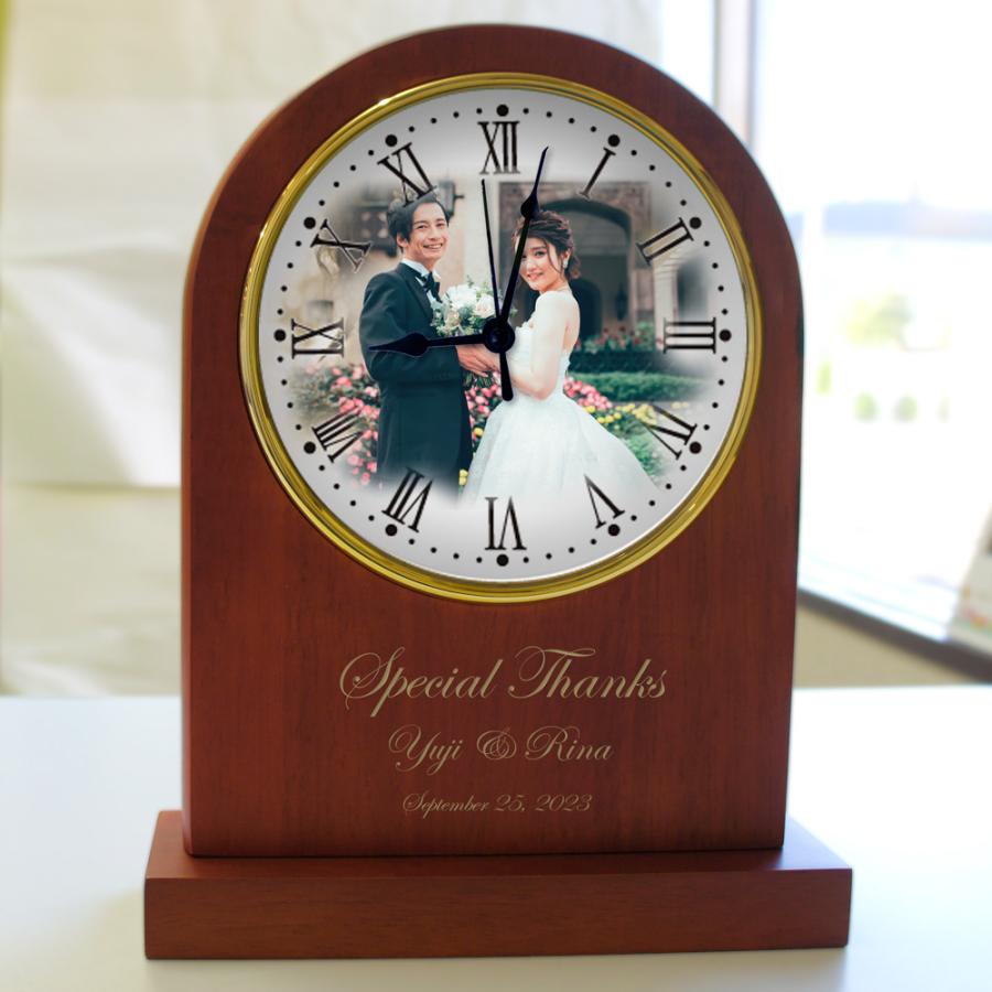 アーチ型木製置時計 メモリアルウェディング 写真 時計 オーダーメイド