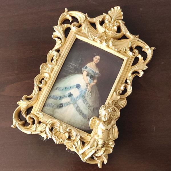 刻まれた額縁ヴィンテージフォトフレームゴールデンガラスフロント