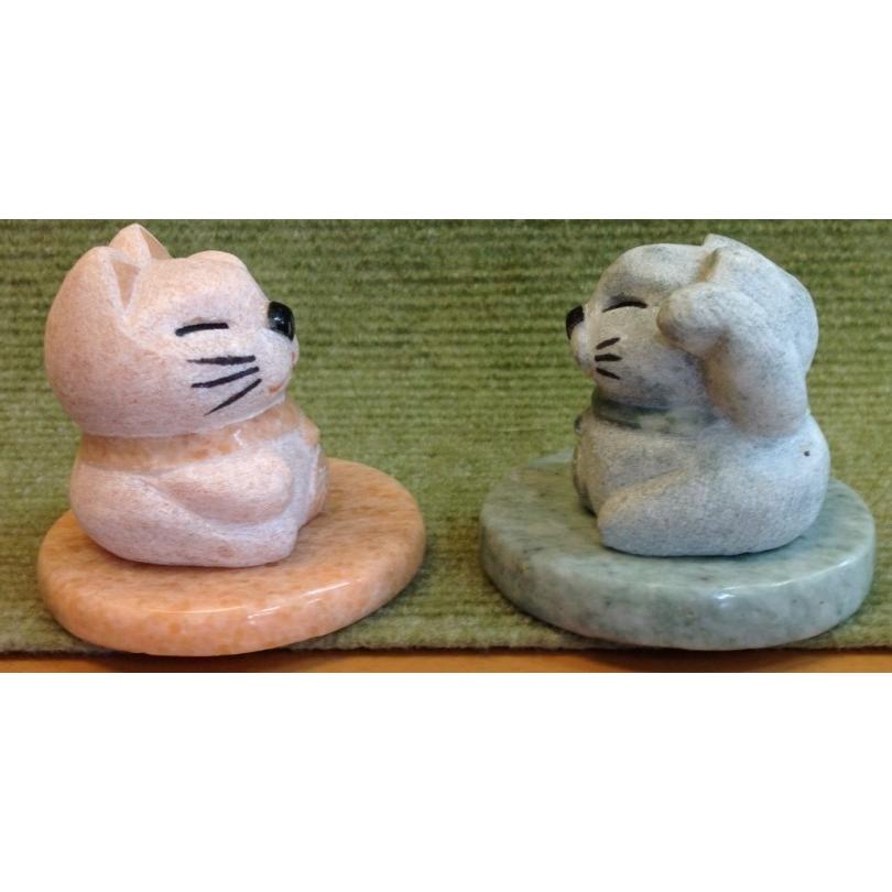 招き猫 まねきねこ 台付 大理石製品 ストーン インテリア 置物 商売