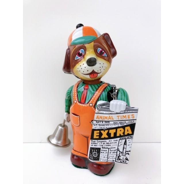 ブリキおもちゃウィンドアップ/ ニュースドッグ/ ゼンマイ式日本製