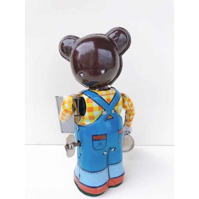 ブリキのおもちゃ/ ウィンドアップ/ クマさんニュースカブ/ ゼンマイ式