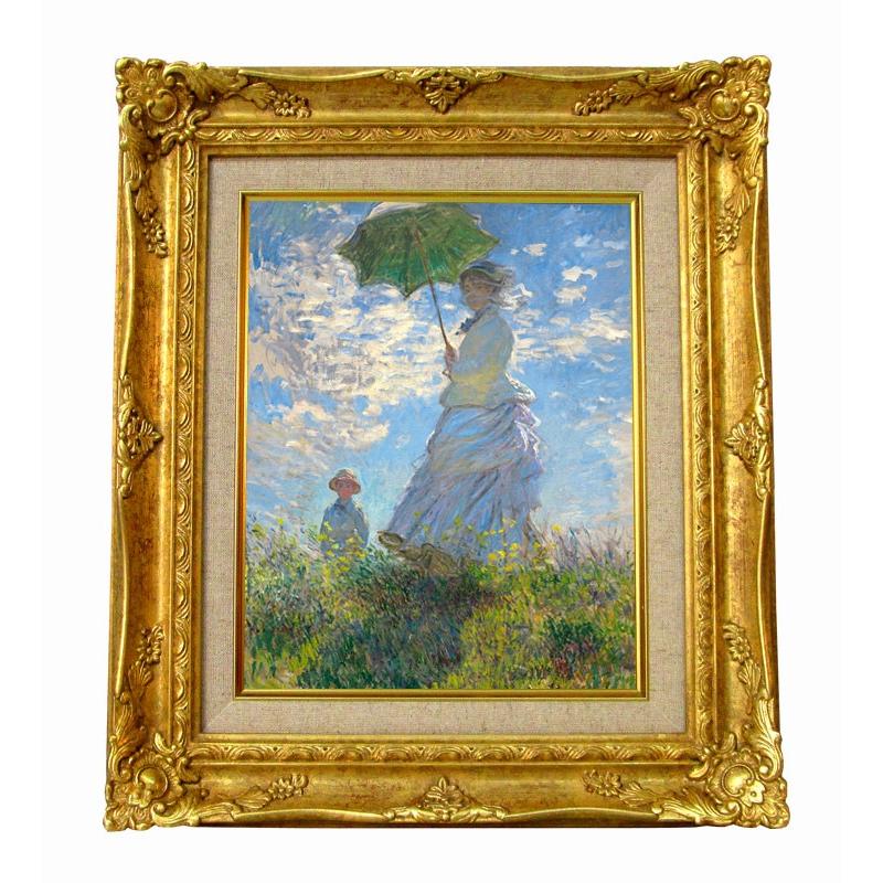 世界の名画 モネ 散歩、日傘をさす女性 ジクレーキャンバス複製画 豪華