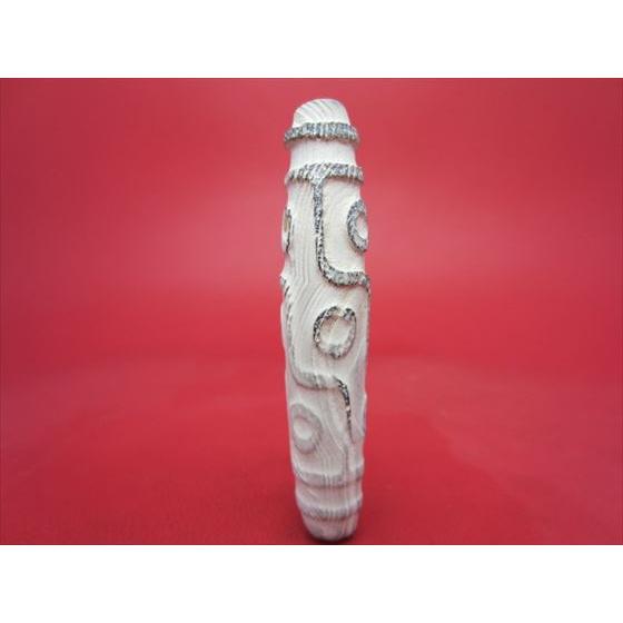 チベット天珠 九眼天珠 約57×11.5mm 稀少手彫り彫刻 一点物 : 天然石