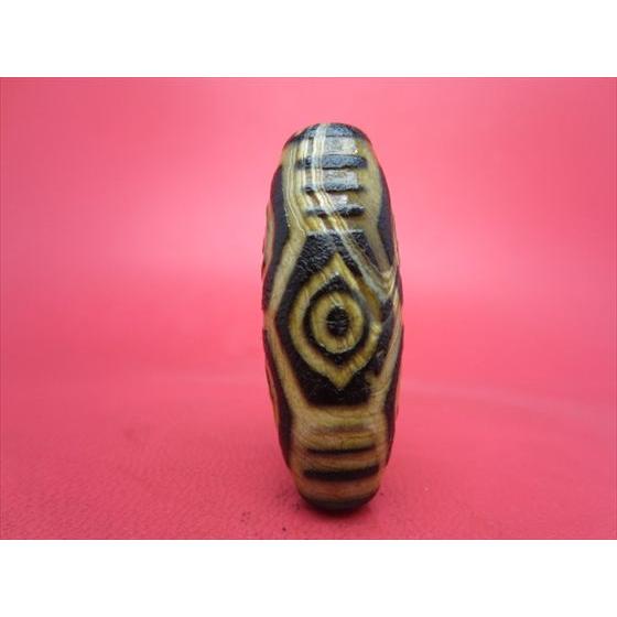 チベット火供天珠 龍眼天珠 約40×15mm 天然模様入り 一点物 : 天然石の