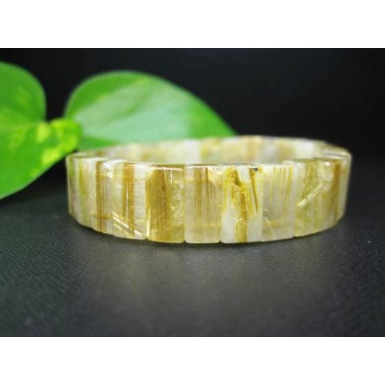 ブレスレット ゴールドルチルクォーツ スクエアカット 14×6×6mm 一点物