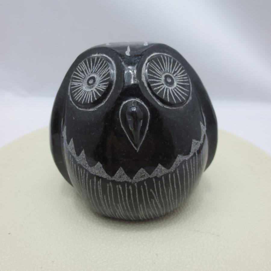 黒 ふくろう フクロウ 不苦労 グッズ 雑貨 置物 置き物 屋外 石の