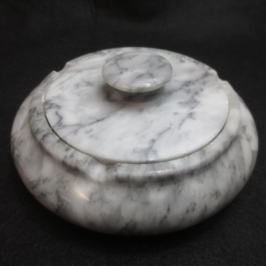 フタつき 灰皿 蓋付き ホワイト＆ブラック 大理石 おしゃれ 送料無料