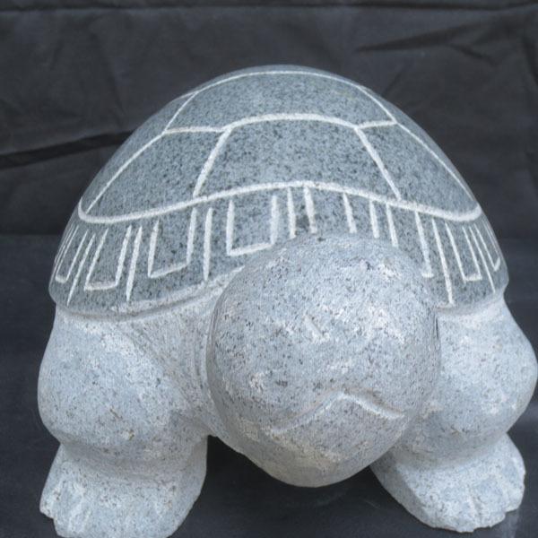 亀 カメ 全長30cm かめ 置物 彫刻品 長寿 祝い 手作り 青御影石 送料
