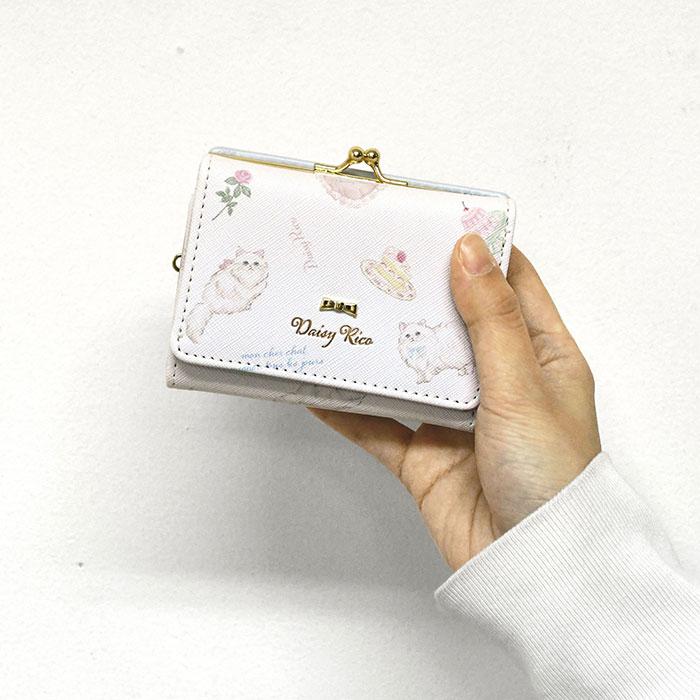 Daisy Rico 猫 総柄 がま口 三つ折り ミニ財布 猫グッズ ねこ ネコ 猫