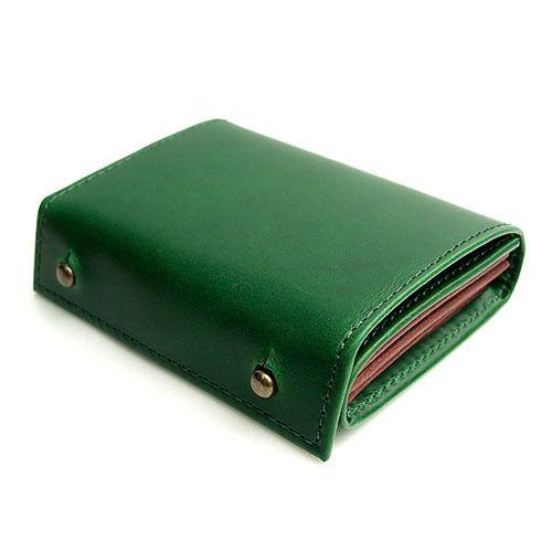 m+（エムピウ） コンパクトな財布 MILLEFOGLIE2 Pig25 グリーンxチョコ
