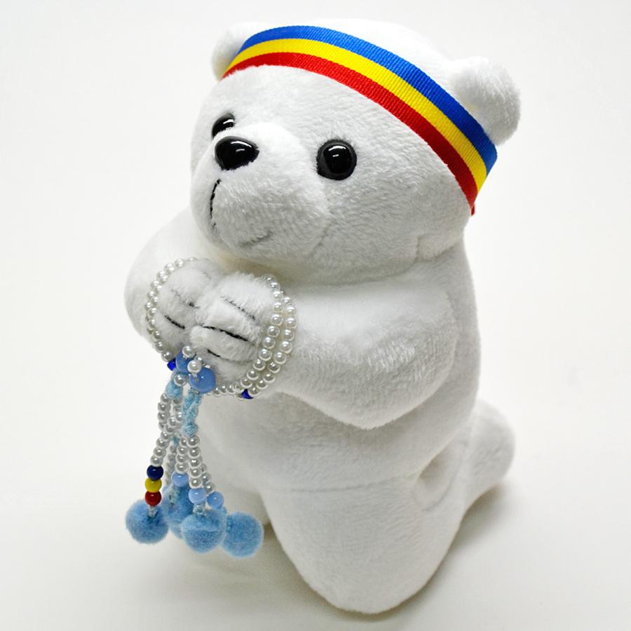 ブルー念珠付きお祈りクマさん 051 ホワイト ピンク ブルー ブラウン