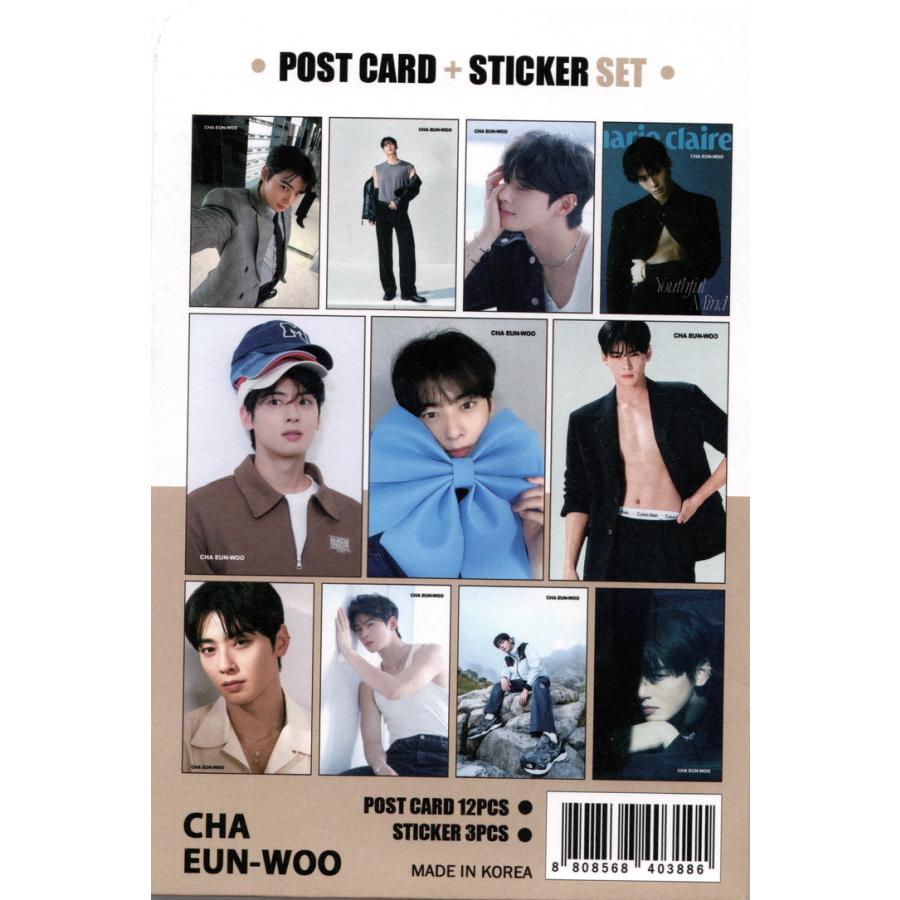 チャウヌ グッズ ポストカード セット ( 12枚 + ステッカー 3枚 ) 15点