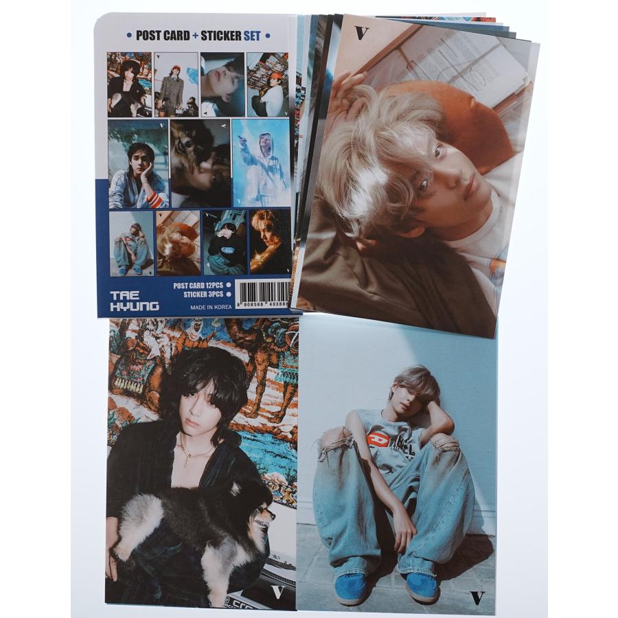 BTS V テテ グッズ ポストカード セット ( 12枚 + ステッカー 3枚 ) 15