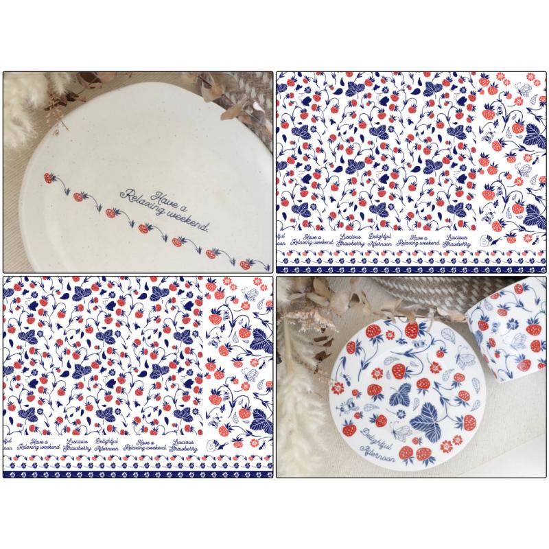 ポーセラーツ 転写紙【白磁用】Afternoon Strawberry アフタヌーン