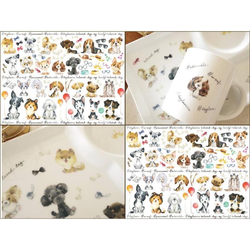 ポーセラーツ 転写紙 【白磁用】 DOG Party ドッグパーティワンちゃん