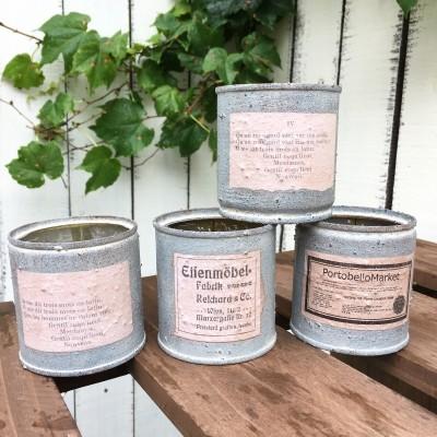 ハンドメイド 多肉植物寄せ植えに リメイク缶S-02 ブルーグレー