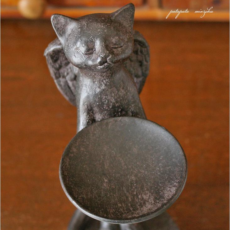 天使 ねこ トレイ オブジェ アンティーク調 ガーデニング キャット