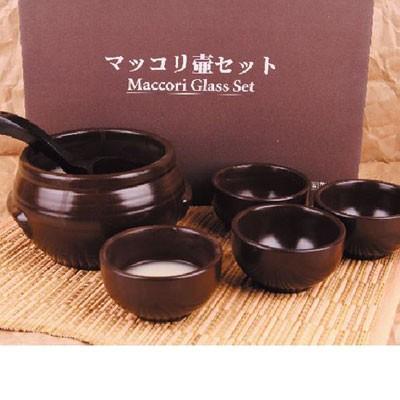 高級マッコリ壺セット 1L □壺1個+お椀4個+ひしゃく1個 お酒 酒器