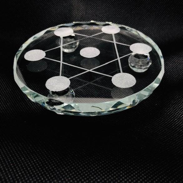 セール ストーンサークル 丸玉 スフィア 台座 ガラス製 12cm 七星陣