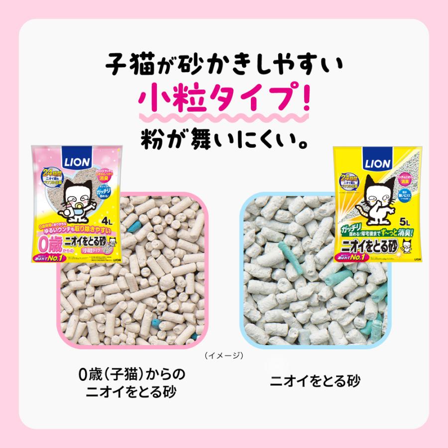 LION（ライオン） 0歳（子猫）からの ニオイをとる砂 4L 小粒タイプ
