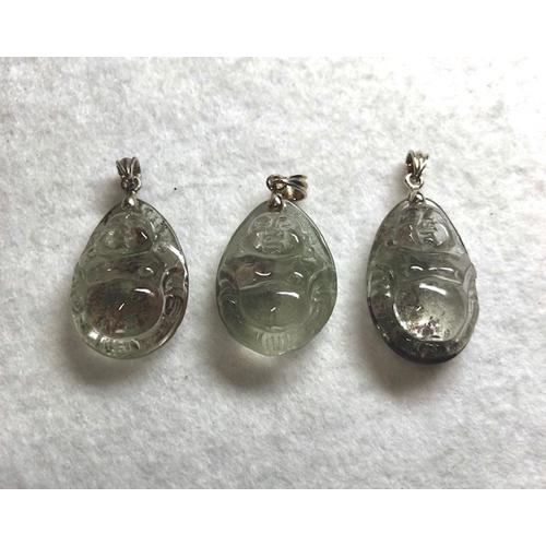 ガーデンクォーツ 布袋さん 彫刻入り ペンダントトップ ガーデン水晶